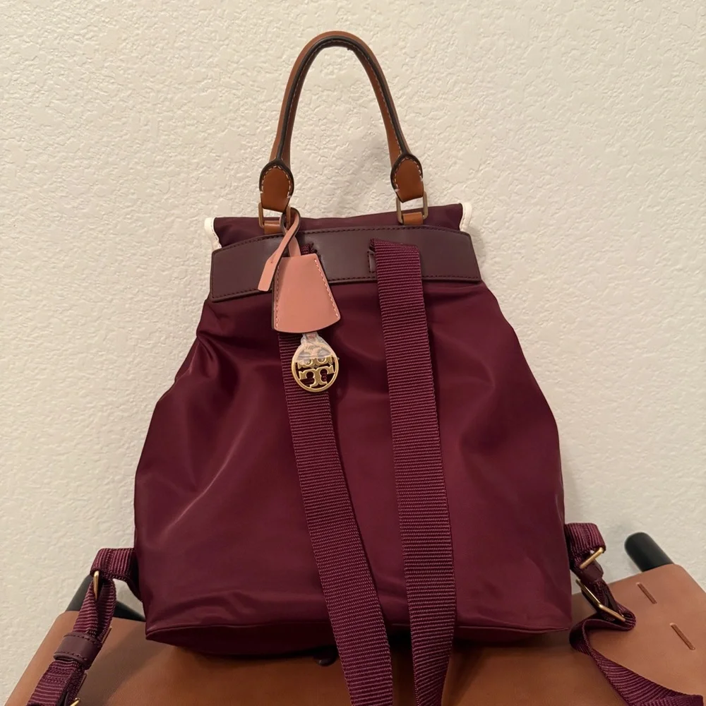 Tory Burch| EUC Burgundy and Pink Nylon Backpack - Picture 6 of 11